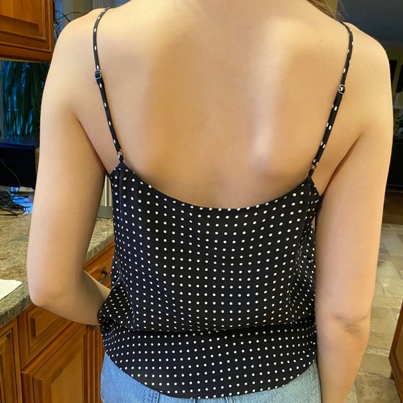 Navy polka dot 100% silk camisole - Picture 3 of 7